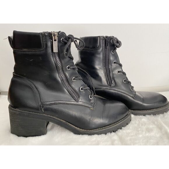 Madden Girl LaceUp Zip Combat Style Boots Size 8 Pre-Owned Good Condition - Picture 2 of 9